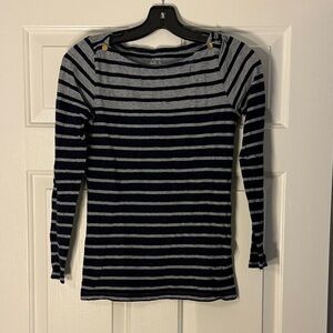 Jcrew Striped Navy and Gray Women's Top Small Painter Tee